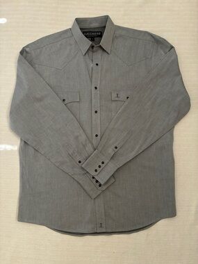 Lucchese Men's Bootmaker line  Grey Western Snap-Front Dress Shirt